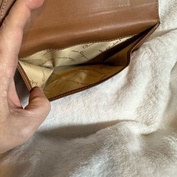 Salvatore Ferragamo Tan Leather Envelope Clutch